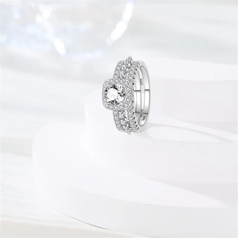 خواتم النساء 925 فضة ضوء الفاخرة مزيج خواتم تمهيد تشيكوسلوفاكيا تألق الزركون غرامة المشاركة مجوهرات الزفاف هدايا