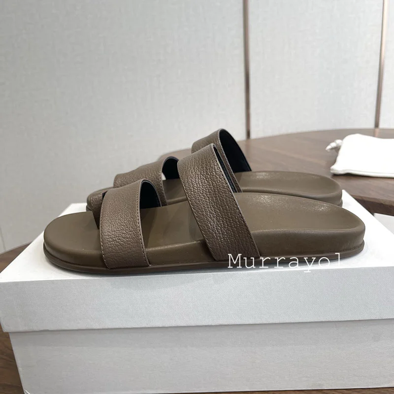 Slippers Flat Thick Bottom Slippers Women Real Leather Split Toe Lazy Sandals Ladies Spring Summer Outdoor Vacation Shoes 2026 view 5