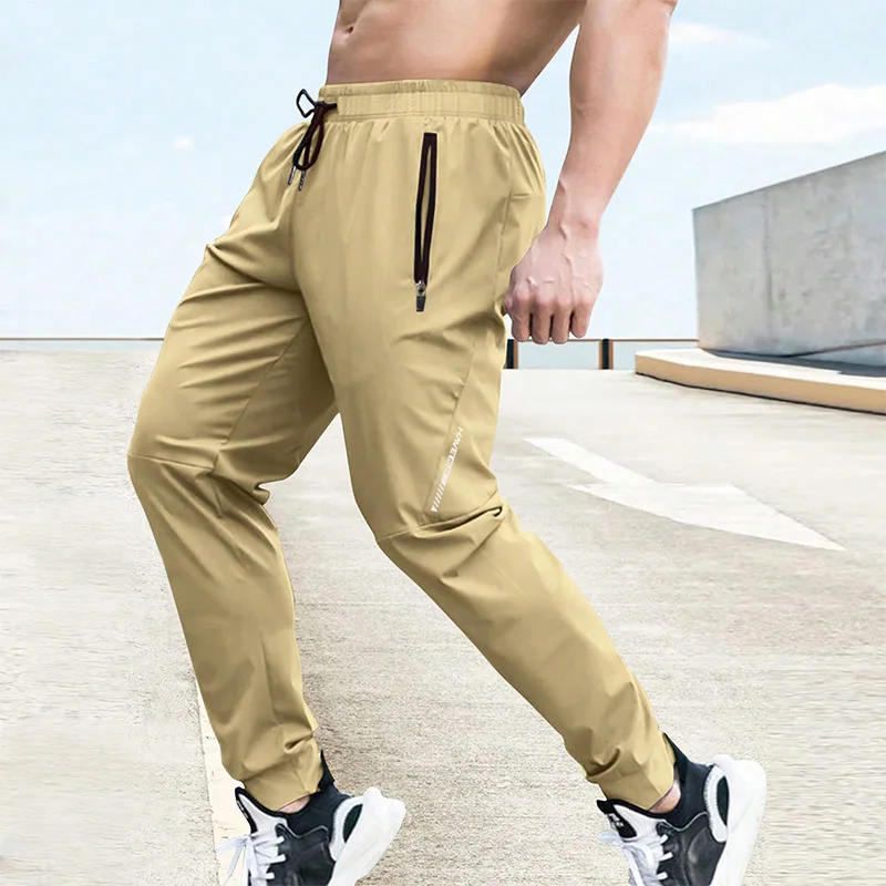 Pantalones de chándal elásticos para hombre, pantalón de cintura elástica para correr, entrenamiento al aire libre, Fitness, transpirable, informal,