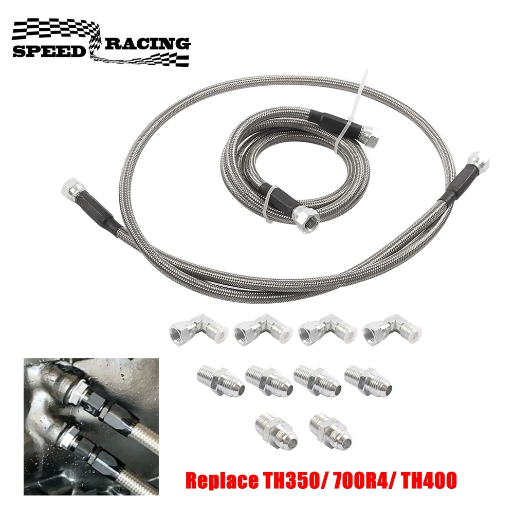 

Transmission Cooler Hose 6AN Adapter Kit Braided Oil Fuel Line For Chevy Ford Buick Cadillac Cars Replace TH350/ 700R4/ TH400