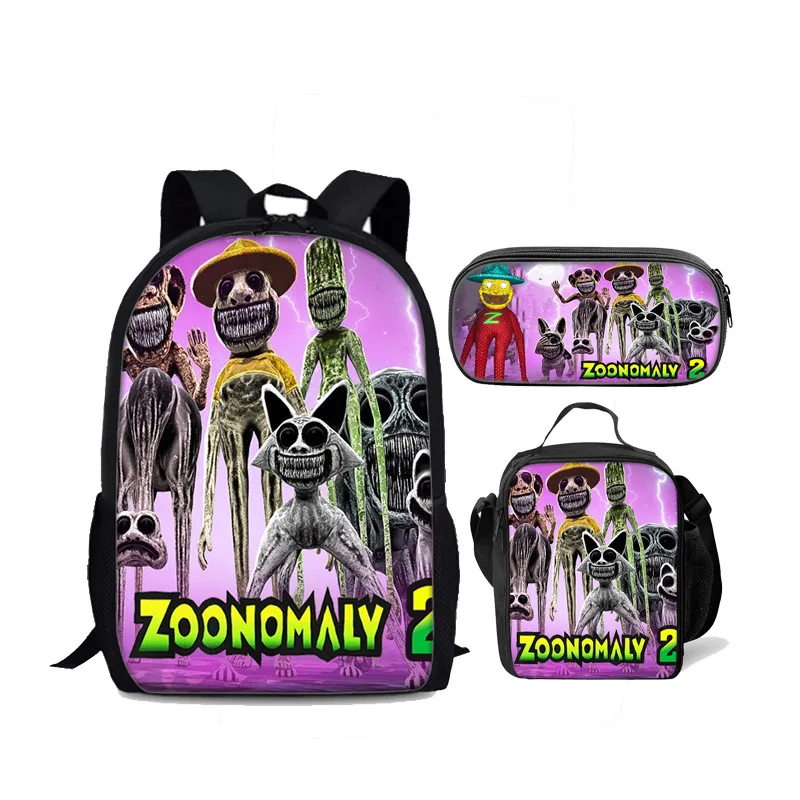 Luxury Popular Novelty Funny Zoonomaly  3D Print 3pcs/Set pupil School Bags Laptop Daypack Backpack Lunch bag Pencil Case