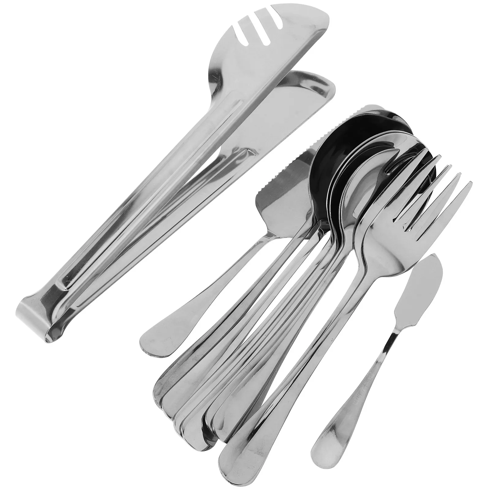 

1Set Stainless Steel Flatware Set Exquisite Polished Smooth Surface Dishwasher Safe Rustproof Modern Handle for Home Restaurant