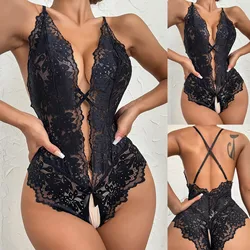 New Hot Sexy Lingerie Woman Erotic Costumes Lace Open Crotch Sex Clothes Babydoll Dress Erotic Transparent Body Sexiest Bodysuit