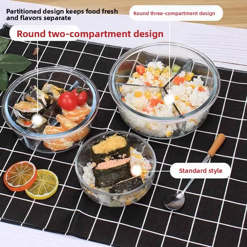 Heat Resistant Microwave Rice Box Transparent Glass Freshness Preservation Sealed Lunch Box Fridge Storage Container with Lid view 3