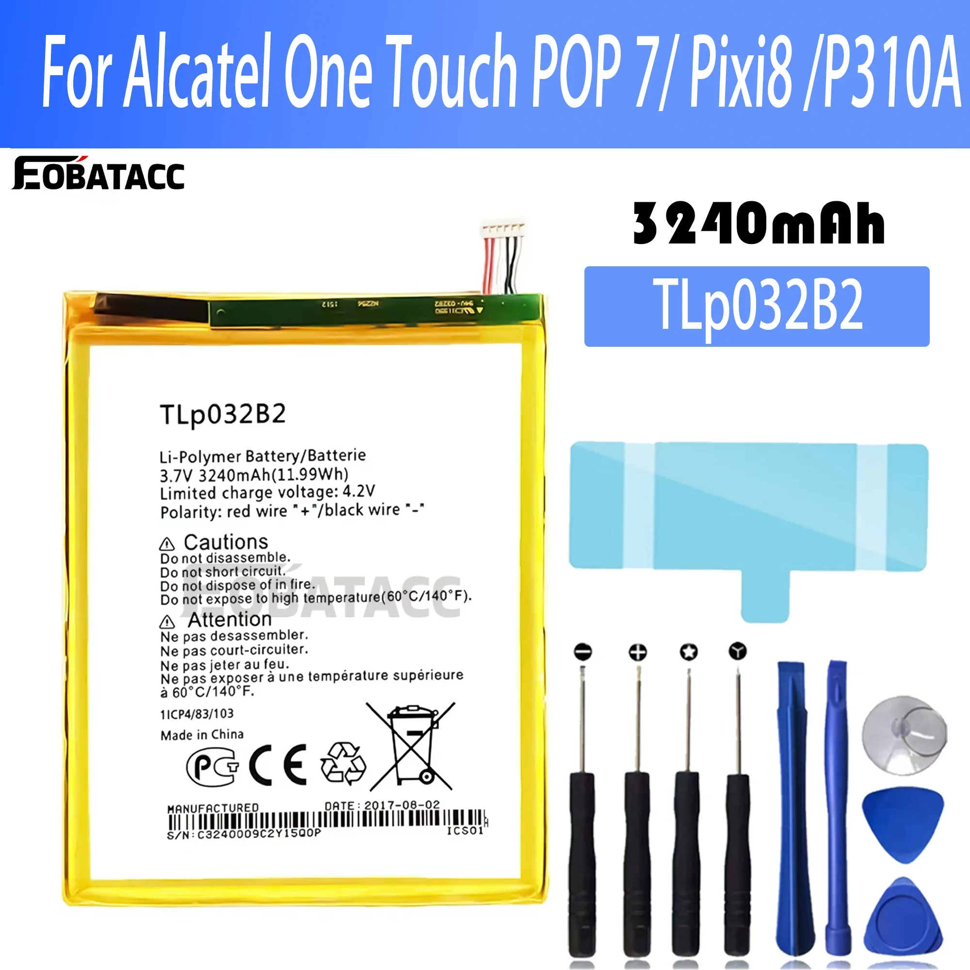 

100% New Original Battery TLP030B2 For Alcatel TCL OT-7045y OT7049 Battery + Free Tools