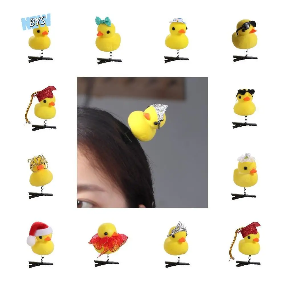 Flower Duck Hair Clips Plush Cap Chicken Side Barrettes Hair Accessories Korean Style Cartoon Duckbill Clips Girls/Ladies