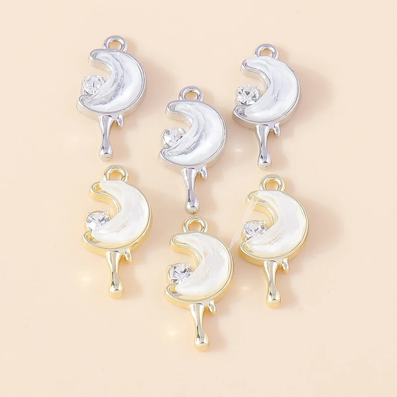 Leslie 4 Stück wunderschöne Gold-Silber-Farbe Kristall Polaris Charm für Schmuckherstellung Stern Mond Anhänger Halskette Armband Ohrring DIY – Detail 16