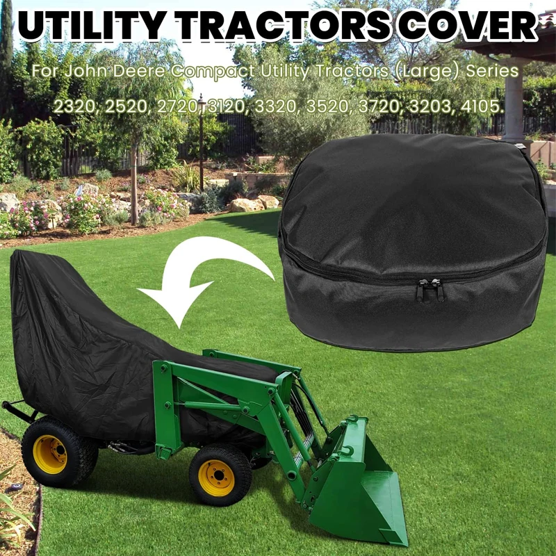 LP95637 Tractors Cover Fit for John Deere 2320 2520 2720 3120 3320 3520 3720 3203 4105 Series Cover Waterproof & Durable ,Black