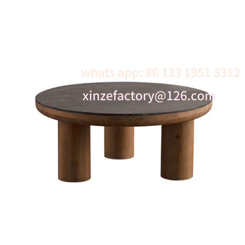 

Vintage sofa coffee table, medieval balcony coffee table, American solid wood round foreign trade small round table tea table