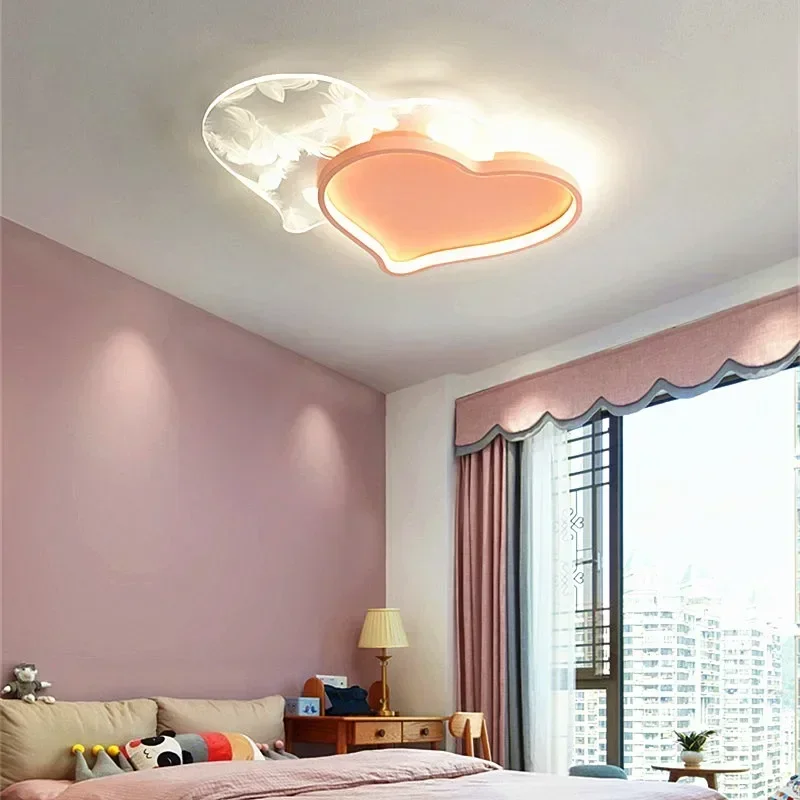 Modern minimalist bedroom LED ceiling light heart-shaped light with adjustable light warm cozy children's room entrance lightin