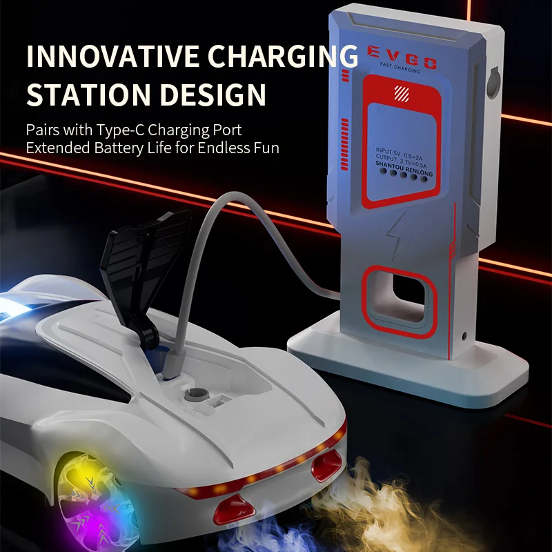 Rc Car Stunt Racing Car Energy Technology With Cool Light Spary High-Speed EV Charging Toy Cars Birthday Gift For Kids Custom