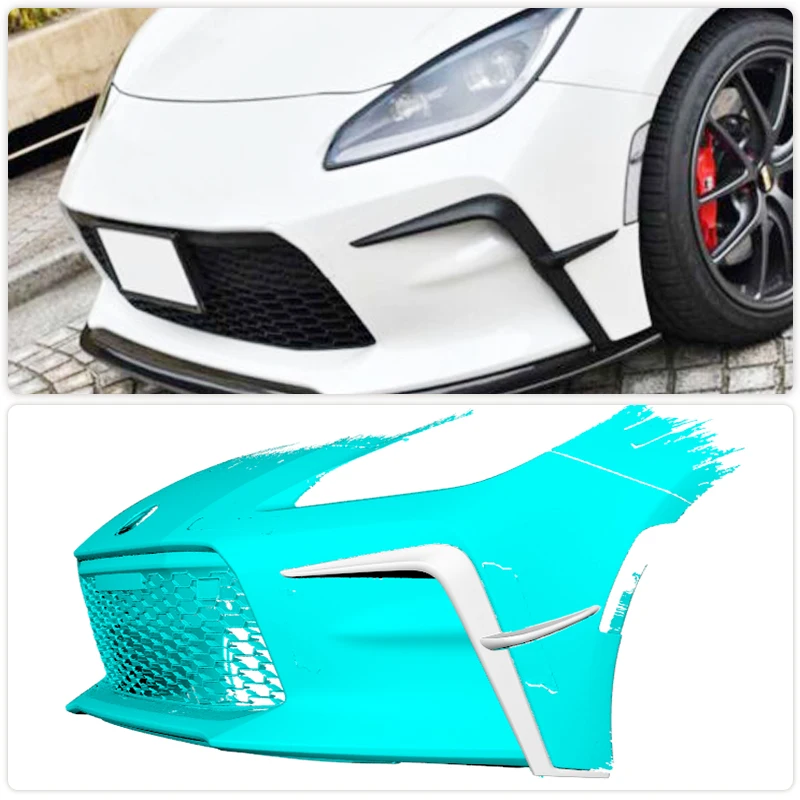 المصد الأمامي للسيارة Canards لسيارة Toyota GR86 كوبيه 2022-2024 سباق المئزر الأمامي الشفاه الخائن اللوحات Canards زعانف ألياف الكربون #3