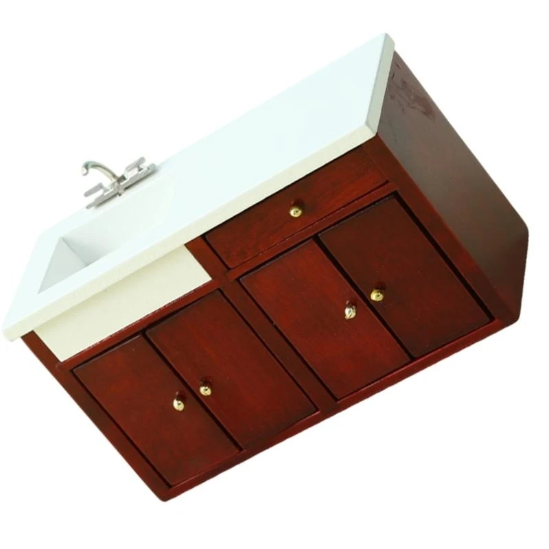 

Kitchen Sink Cabinet Miniature Furniture Model Accessories Role Play Furnishings Set for Kitchen Doll House