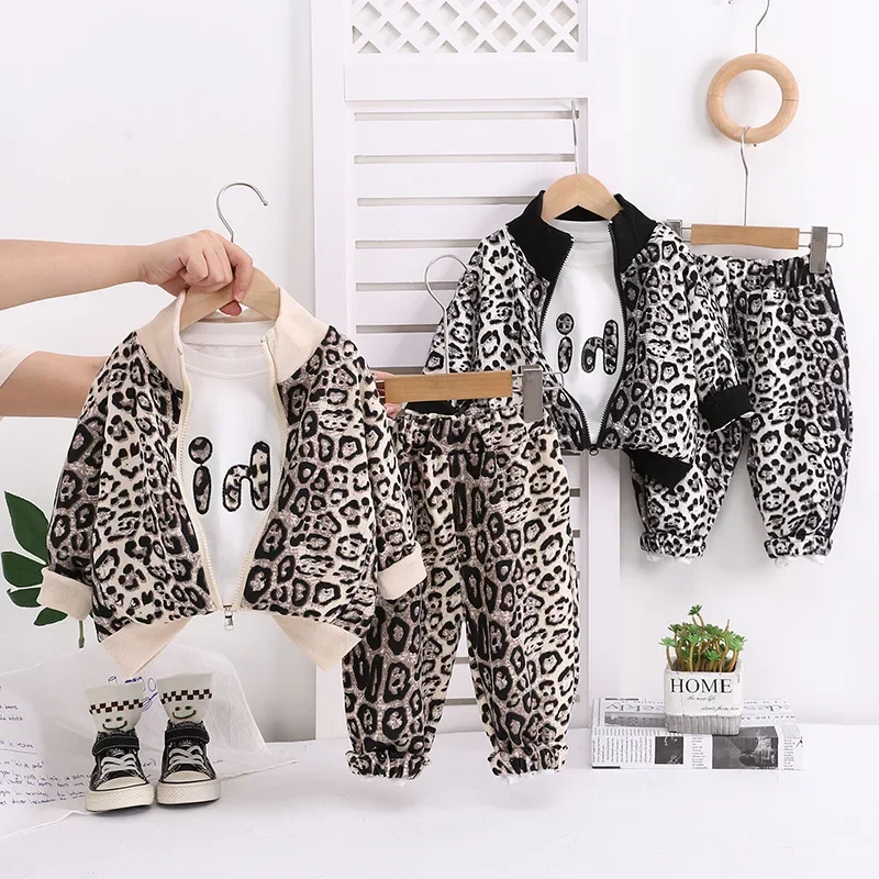 

New Spring Autumn Fashion Baby Clothes Children Boys Jacket T-Shirt Pants 3Pcs/Sets Kids Girls Clothing Set Toddler Tracksuits