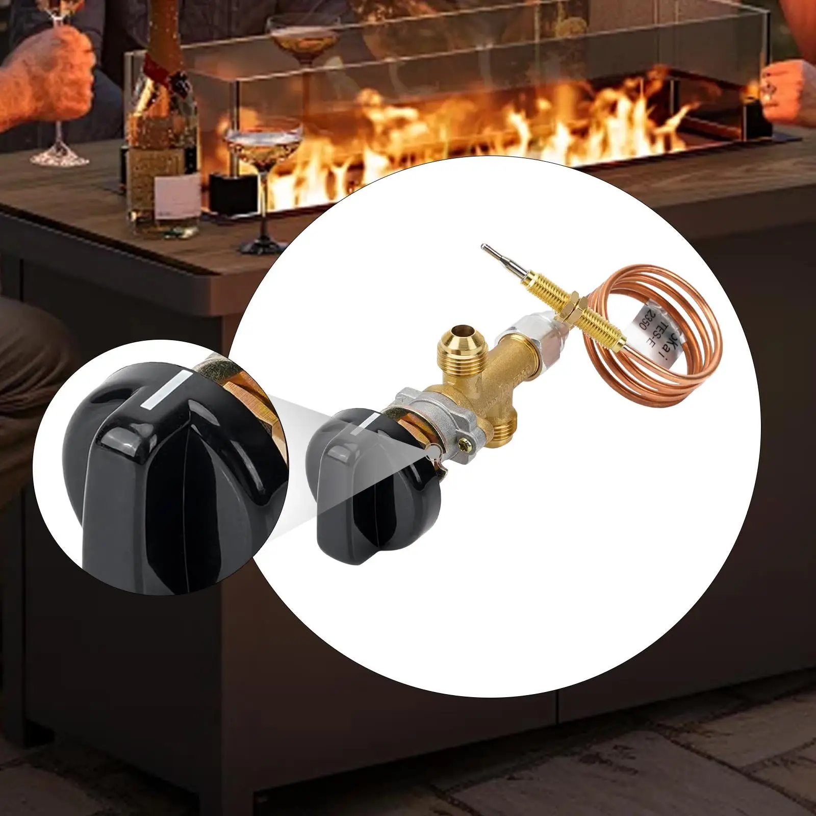 صمام التحكم في مدفأة الغاز مع مفتاح المقبض 23.62 بوصة جزء استبدال النار الحرارية للتخييم تأجير غرفة المطبخ