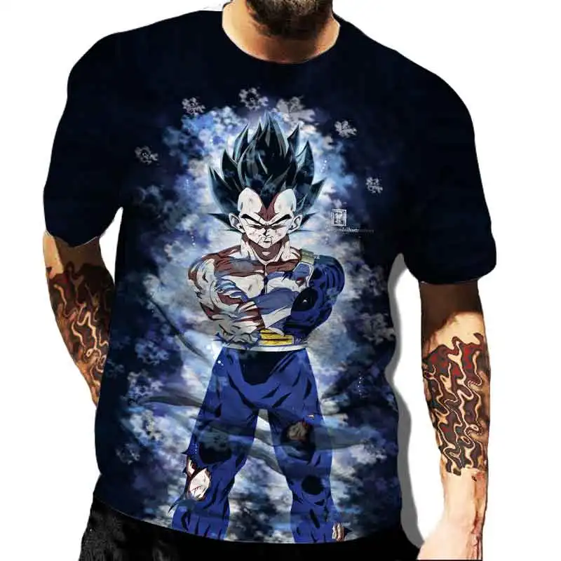 2024 New Fashion Dragon Ball 3D T-shirt Summer Short Sleeve O-Neck Goku Vegeta Men\'s Casual Shirt Boys\'