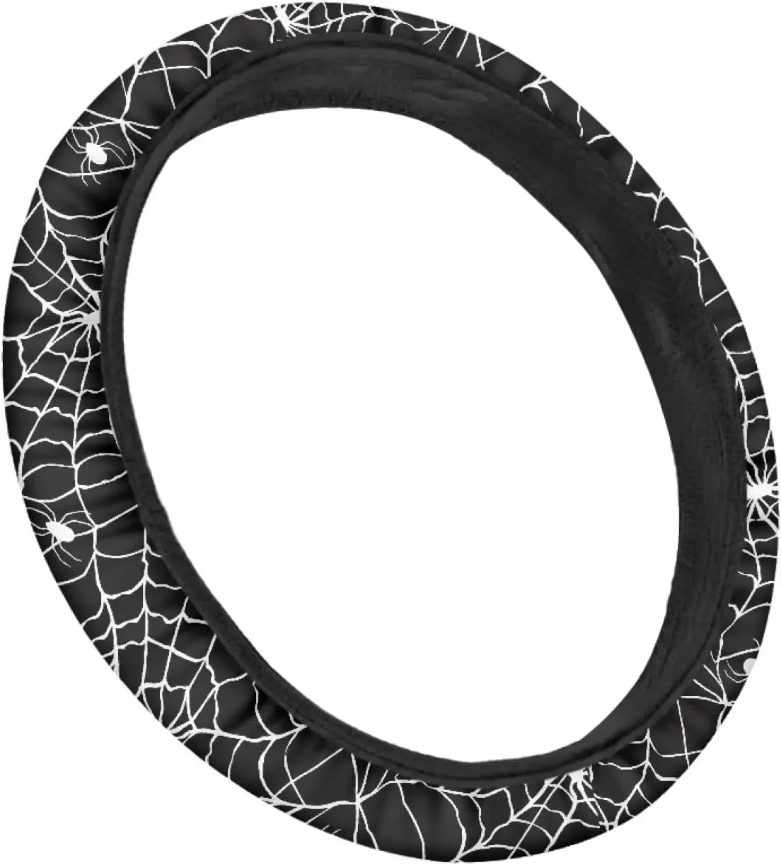 Black Cobweb Car Steering Wheel Cover Universal 15 Inches Halloween Spider Web Steering Wheel Accessories for Women Men