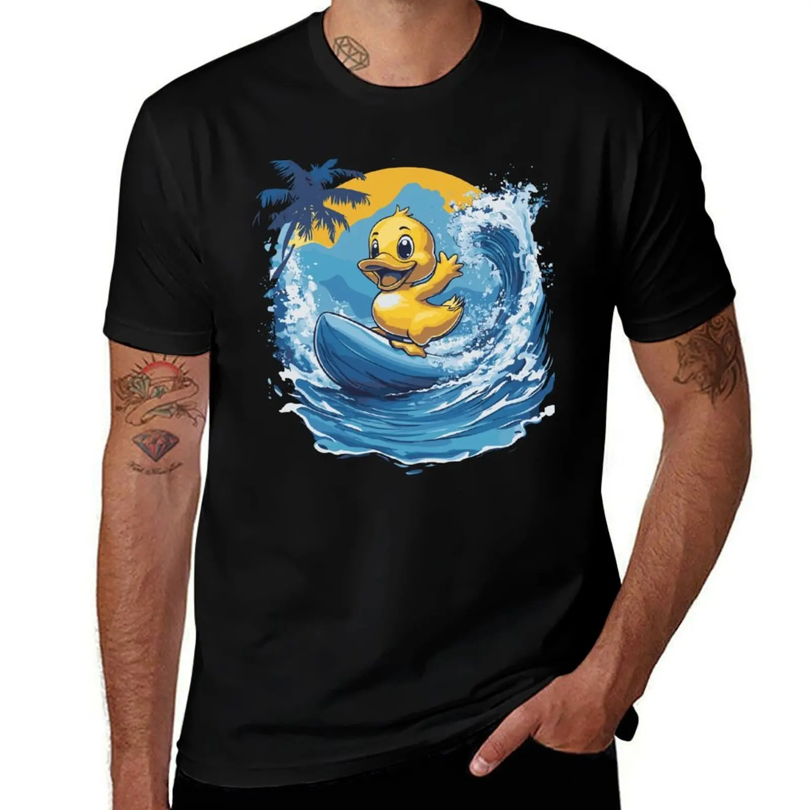 

Surfing Rubber Ducky T-Shirt shirts graphic blue archive Aesthetic clothing men clothings