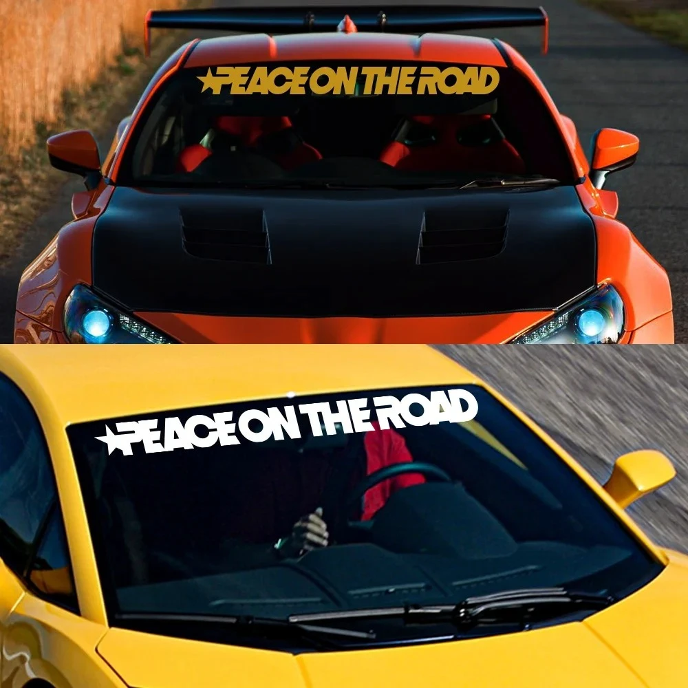 Car Vinyl Film Stickers Decals PEACE ON ROAD Auto Front Rear Windshield Window Decoration Waterproof Tuning Accessories