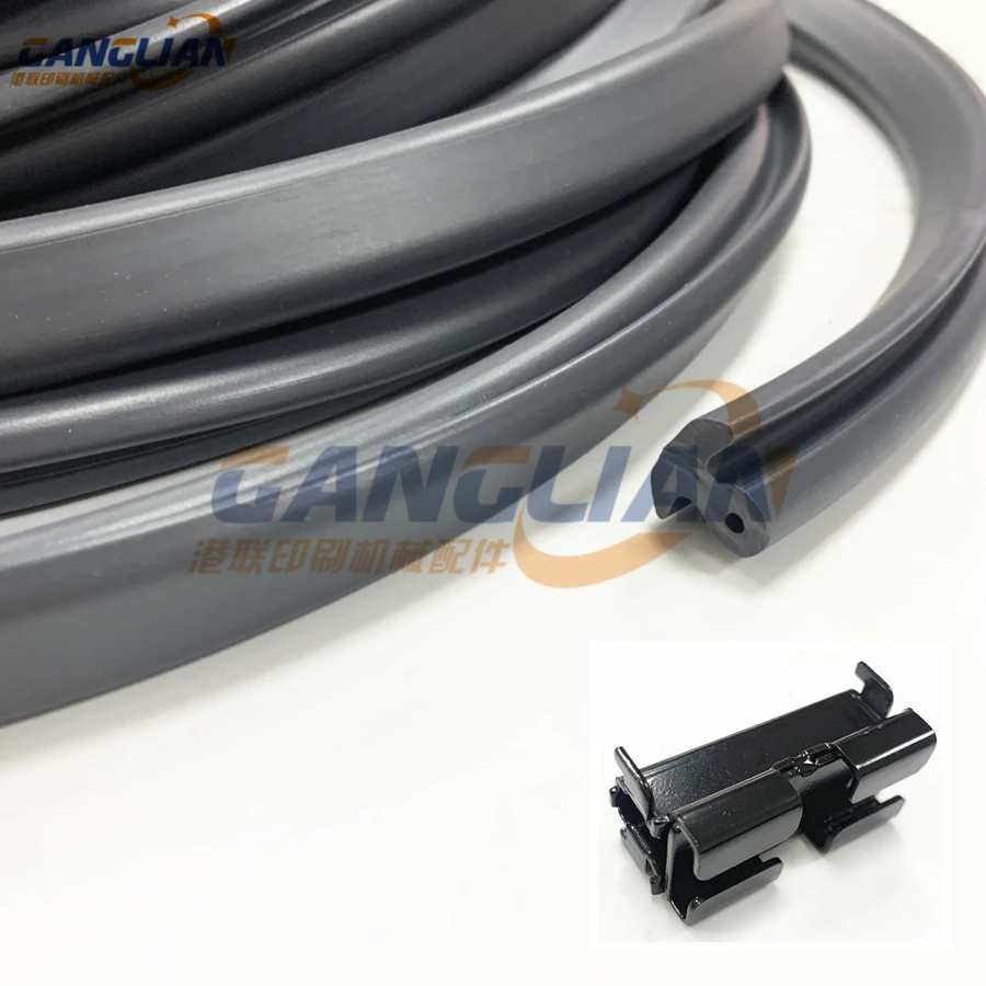 

12 M Grey and 8pc Clip Heidelberg SM102 CD102 Profile Rubber Seal C4.021.026F Sealing Strip Offset Printing machinery