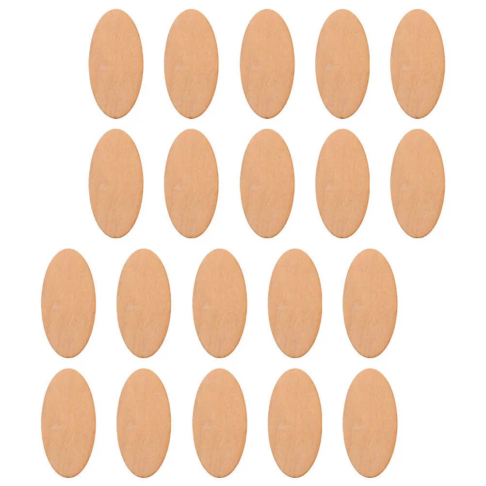 

20 Pcs Oval Wood Chips Ornament Blank Decorate Unfinished Shapes Slices Small Cutouts for Diy