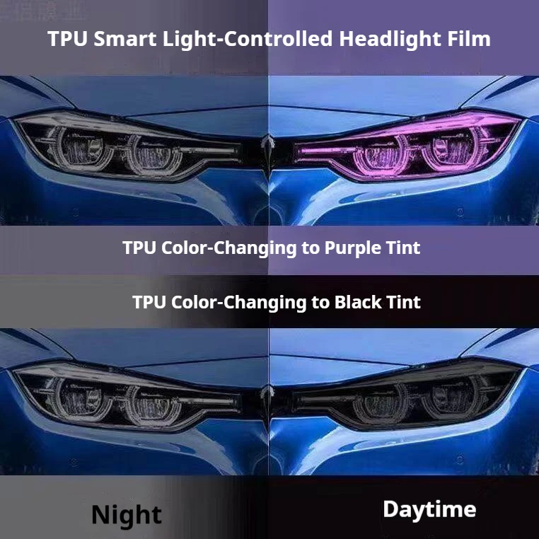 Automotive TPU Headlight Film Intelligent Light Control Car Body Protection Film Repair Scratches Photochromic Modification Film
