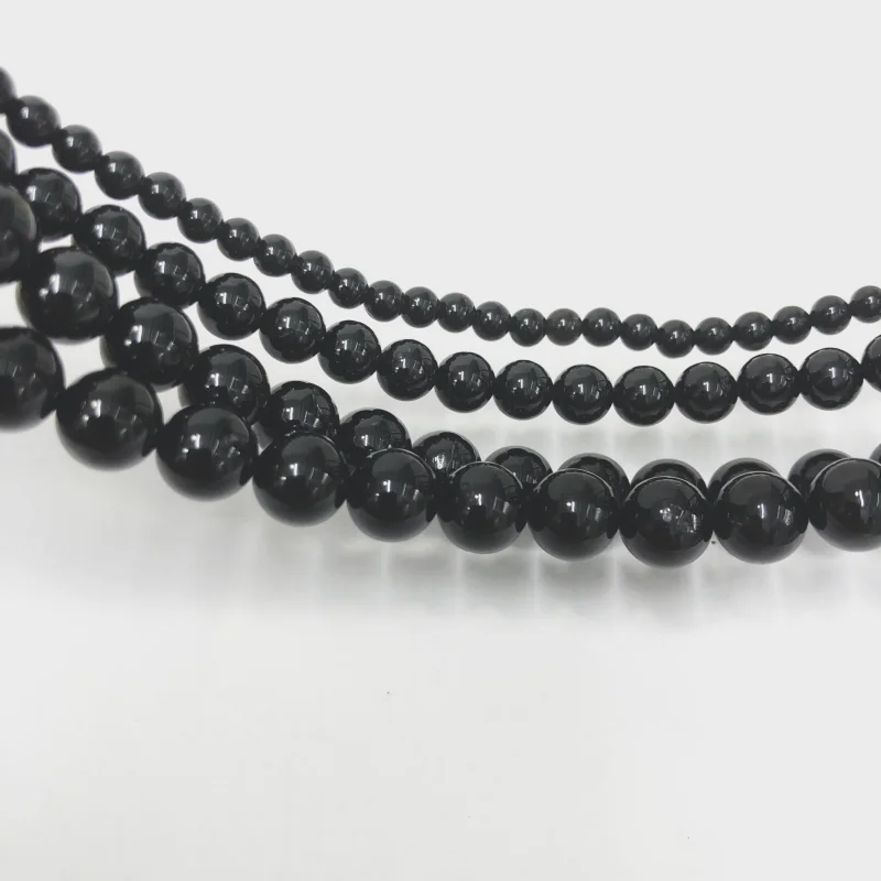 New Natural Black Tourmaline 100% Stone Loose Round Beads Jewellery Making 4/6/8MM DIY Bracelet Necklace Beading Accessories