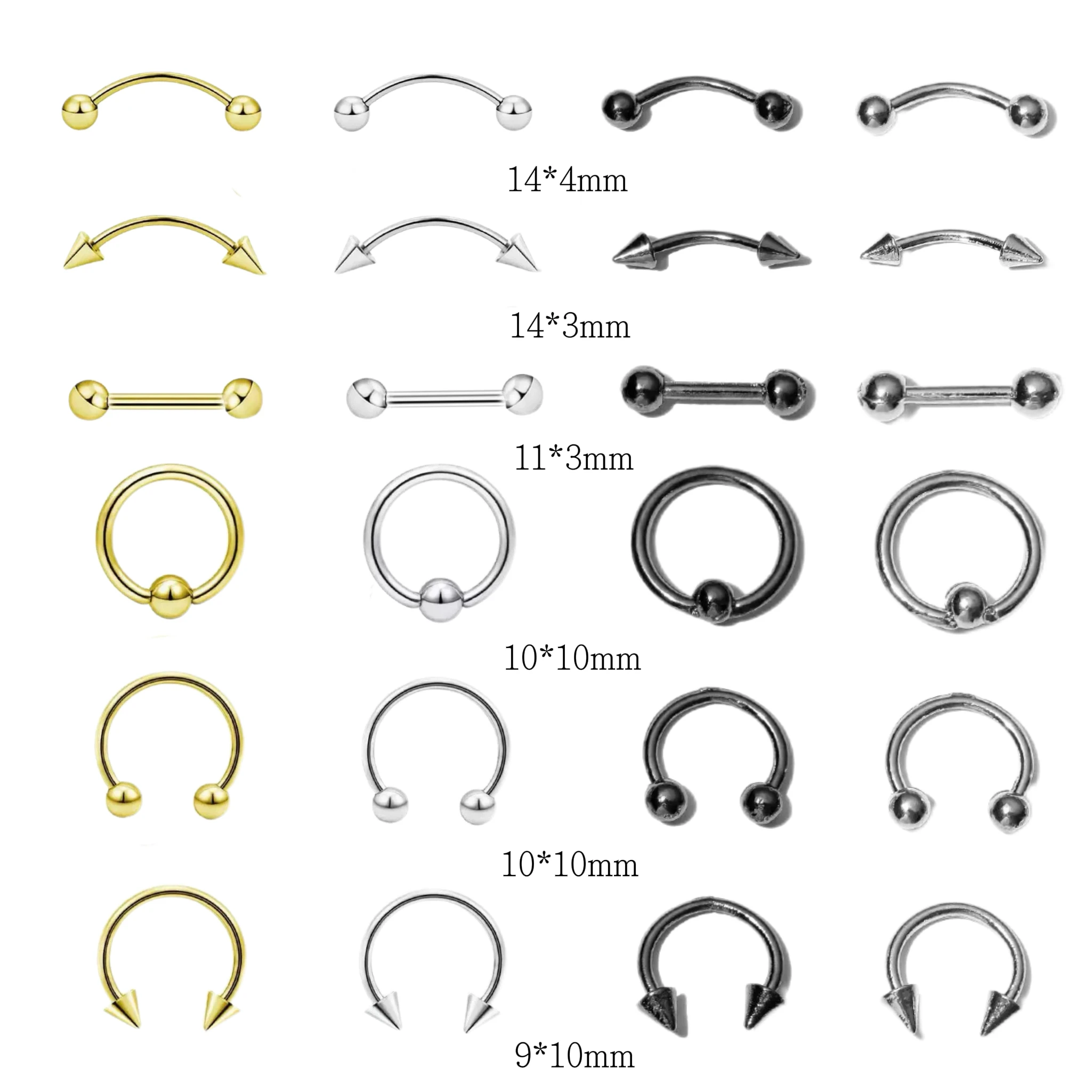 30PCS 3D Minimalist Alloy Arrow Curved Rivets Nail Charms Novelty Creative Four-colors Circular Rivets Nail Art Decorations DIY