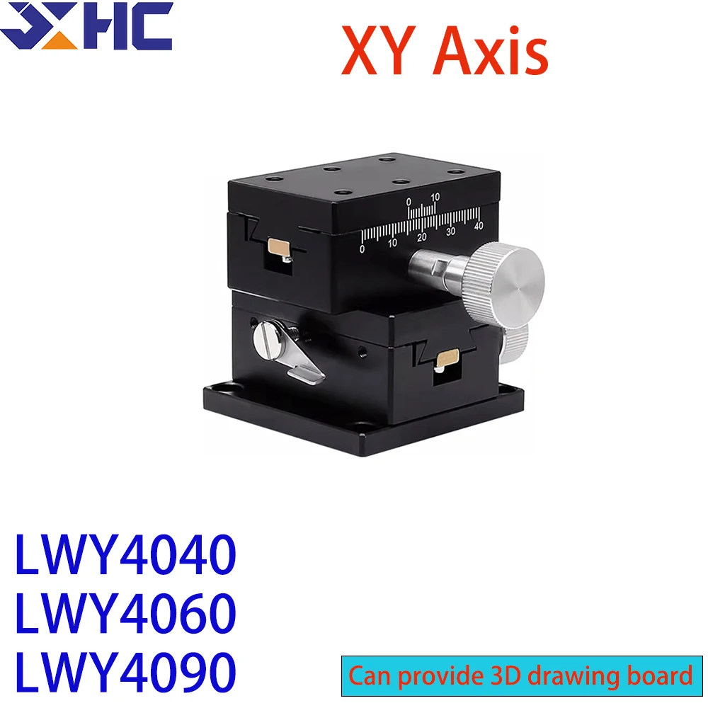 XY Axis LWY4040 LWY4060 LWY4090 Dovetail Groove High Precision Sliding Table Displacement Platform Gear Knob Adjust Slider