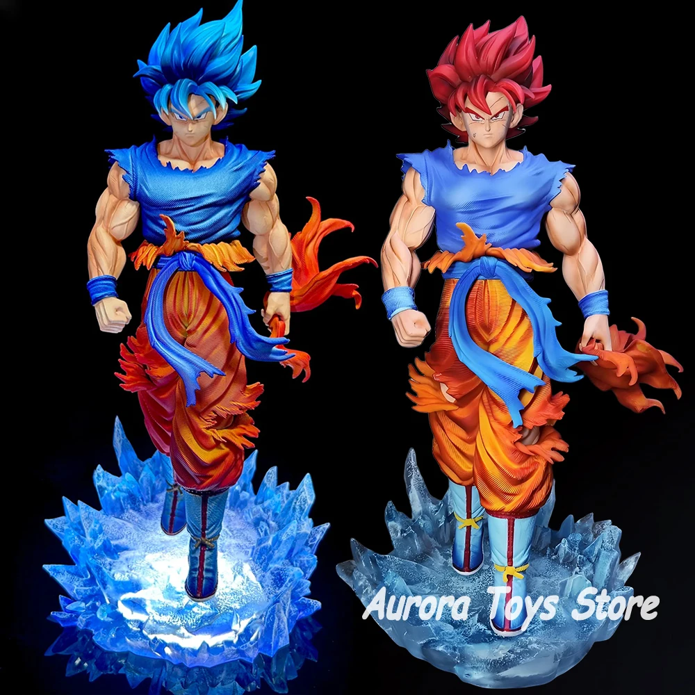 

32cm/12.6in Anime Dragon Ball Figure Super Saiyan Blue Goku Action Figures Two heads Pvc Statue Collection Model Toys Gifts