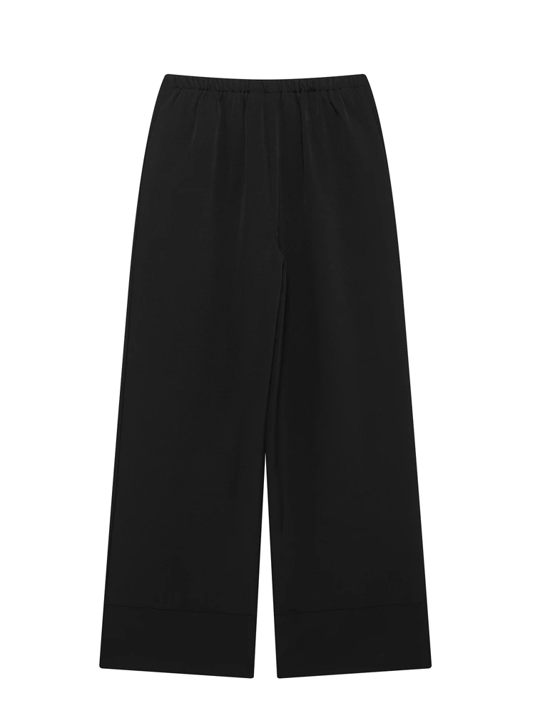 

OUROPEAN ZTATION 2025 Spring Lady Streetwear Bottoms High Waist Edgy Woman Long Pants Ruffles Loose Fit Pockets Wide Leg Pants