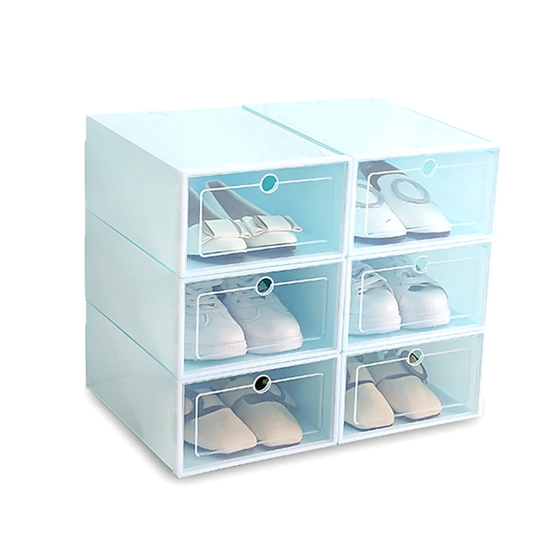 

BHTS 6-Piece Candy Color Shoe Box, Transparent Plastic Shoe Storage Box, Shoe Cabinet Storage Drawer Rectangle Blue