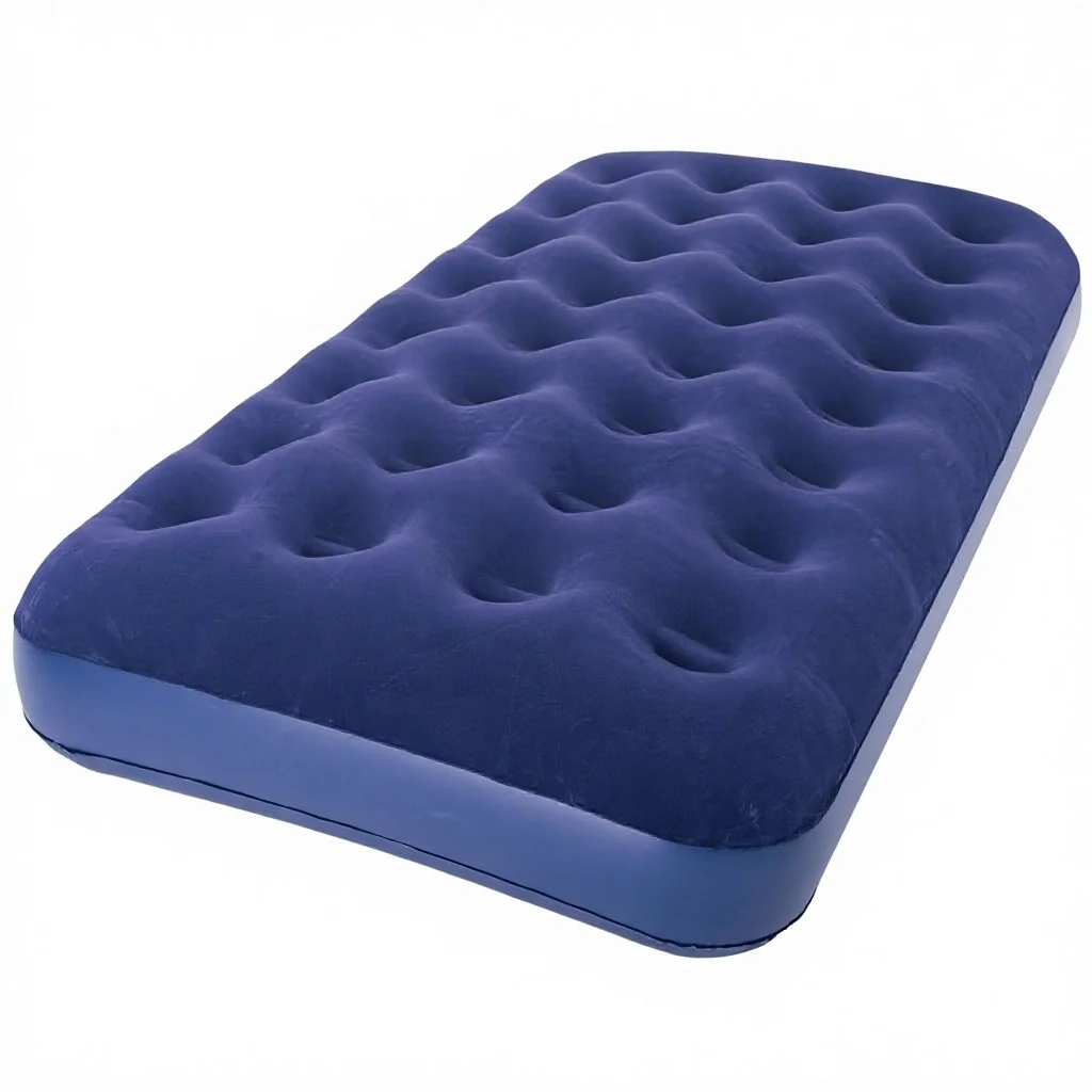 Twin Size Adjustable Inflatable Air Mattress with Soft Napping Material for Camping & House Use