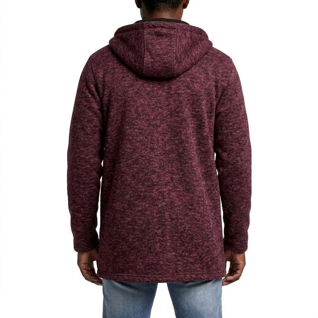 Neuer Herren-Hoodie mit Reißverschluss, lässiger mittellanger Sweatshirt-Fleece-Mantel, warmer Winter-Kapuzenmantel mit Reißverschlusstaschen. – Detail 11