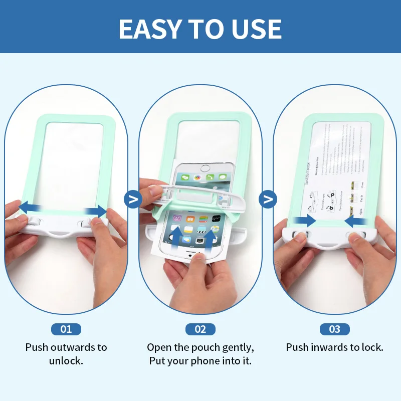 EGGORY-Bolsa impermeable universal para teléfono móvil, transparente, de tres capas, sellada, para surf, natación, pesca