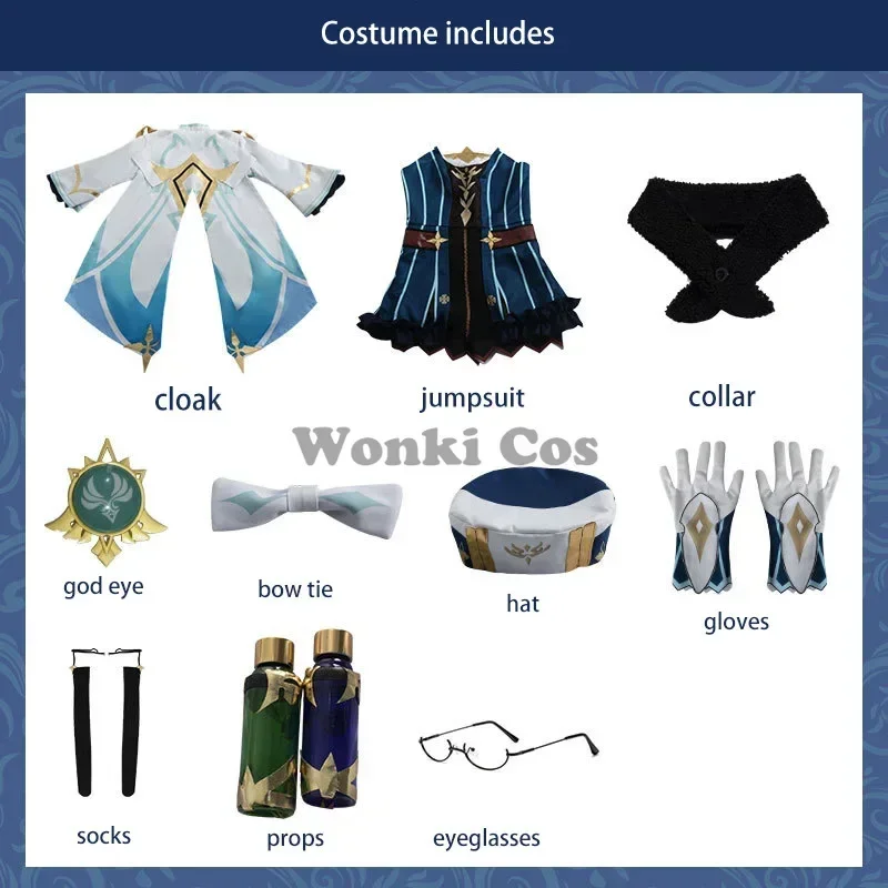 Game Impact Sucrose Cosplay Costume Wig Set Gen Sucrose Cosplay Wig Party Costules