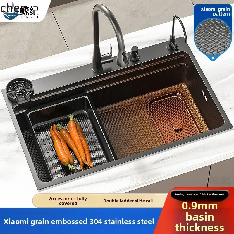 Kitchen Sink Large Single Bowl SUS304 Stainless Steel Undermount Dishwashing Sink for Home Use