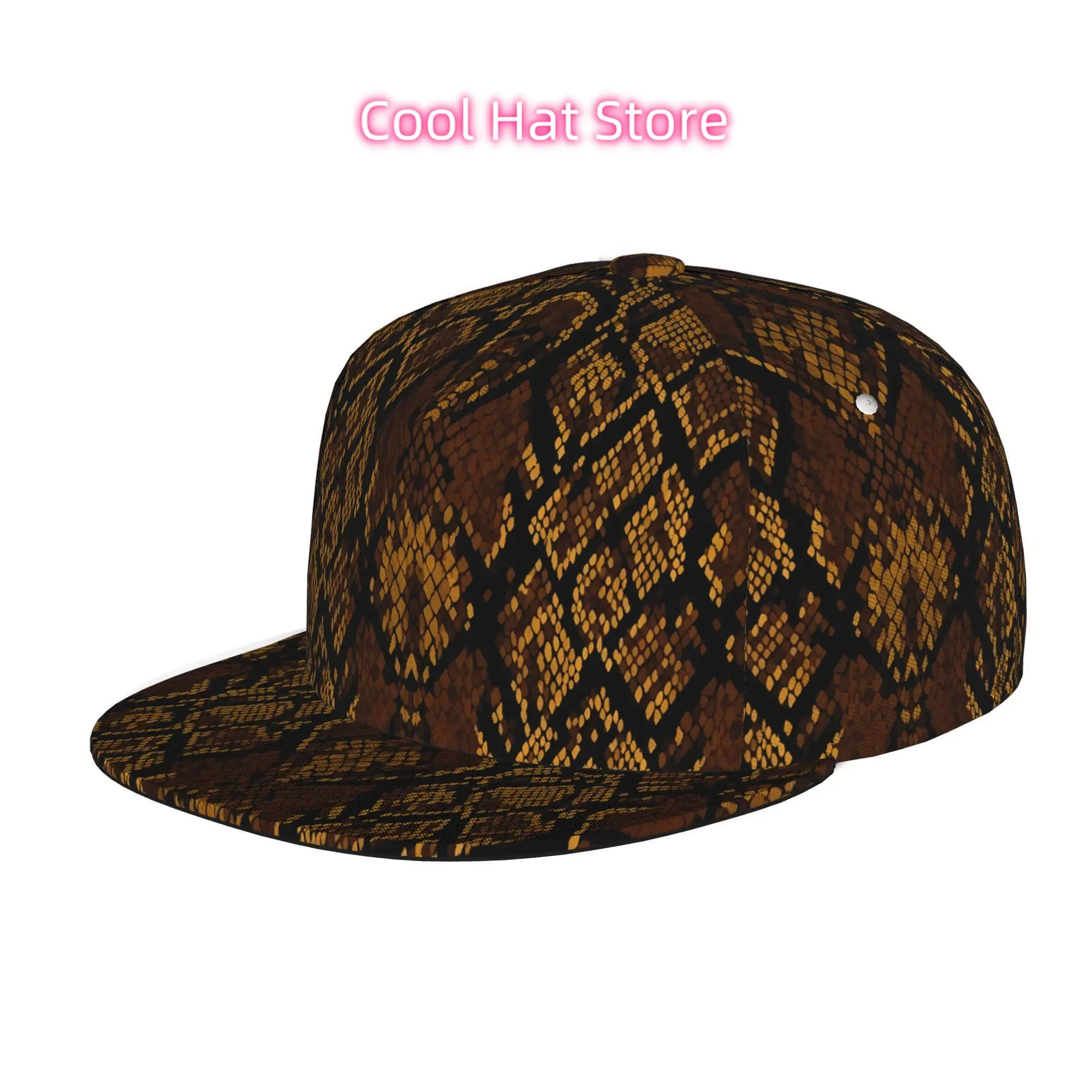Snake skin pattern print Baseball Cap, Hip Hop Streetwear Snapback Trucker Hat for Skateboarding Dance Outdoor Sports, Adjusta