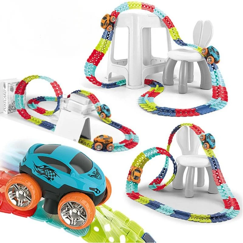 ANTI GRAVITY CAR TRACK Zero Gravity Flexible Railcar Set Variable Flexible Anti-Gravity Assembly Montessori Railcar Toys