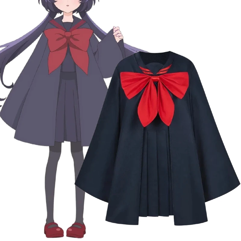 

Anime Akaiishi Kuroe Costume Cosplay Black Sailor Uniform School JK Kawayii Dress with Cloak Full Set for Women Theme Party