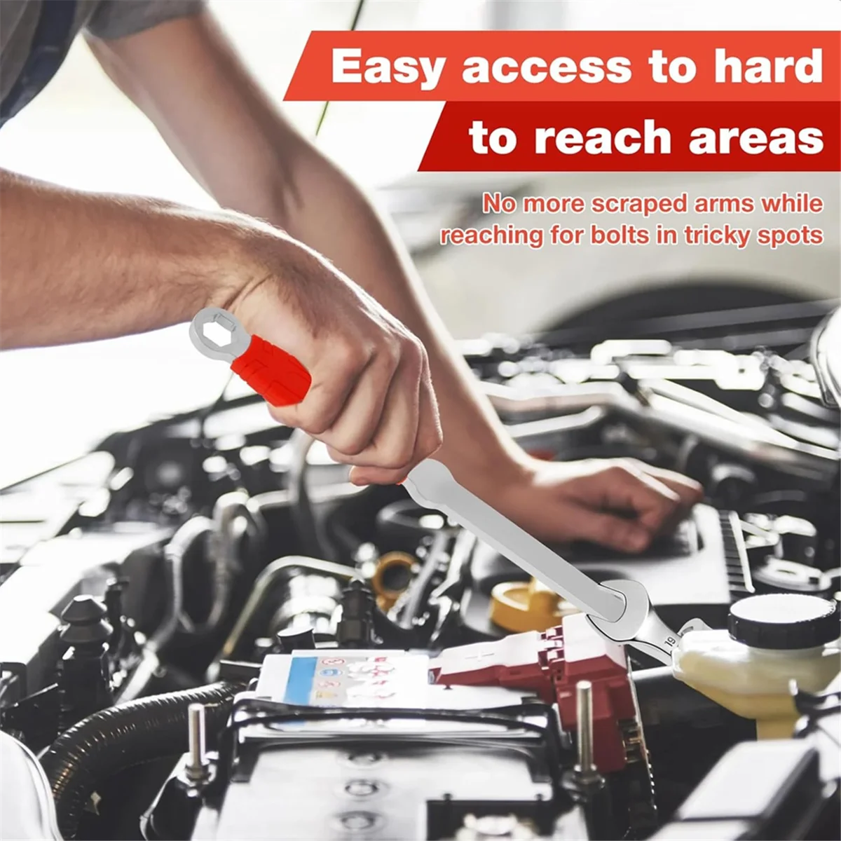 

AA25 Wrench Extender Tool Bar, 15in Universal Wrench Extension Adapter, 1/2in or 21mm Hex Drive Open Spanner Extender Adaptor
