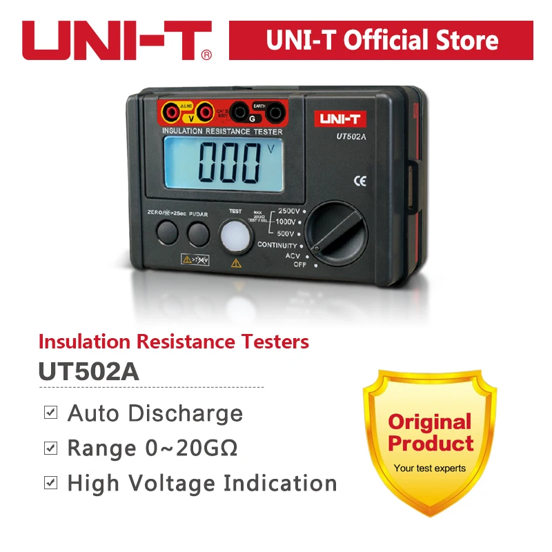 

UNI-T UT502A 2500V Digital Insulation Resistance Meter Tester ohmmeter Highly Voltmeter Continuity Tester With LCD Backlight