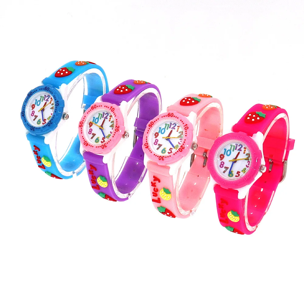 

Colorful Digital Kids Wristwatch Strawberry Silicone Strap Quartz Watch for Boys & Girls Cool Student Timepiece