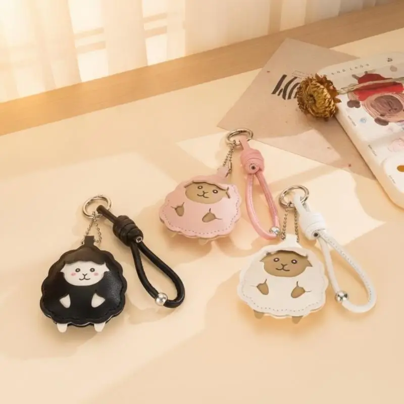 Kawaii Schaf-Leder-Schlüsselanhänger, niedlicher Cartoon-Lamm-Anhänger mit Handschlaufe für Schüler, Schulranzen-Accessoire – Detail 12