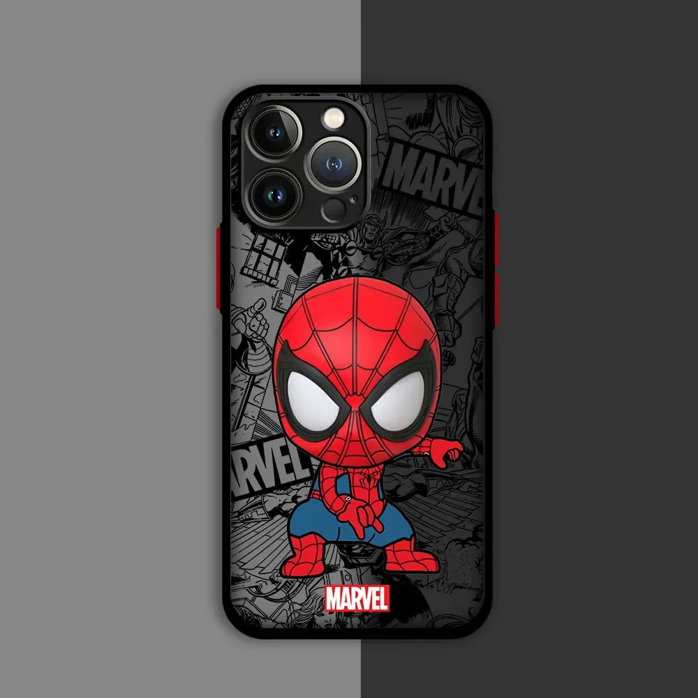 Cartoon Marvel Groot Spiderman IronMan Case For iPhone 16 15 14 13 12 11 PRO MAX XS MAX XR 7 8 Plus Shockproof Armor Cool Cover