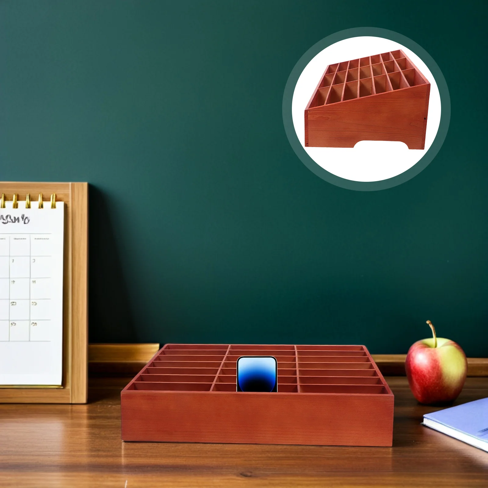 

Wooden Phone Organizer: Desktop Storage Box For Cell Phones Pencils Cards Solid Wood Desk Organizer Station For Office