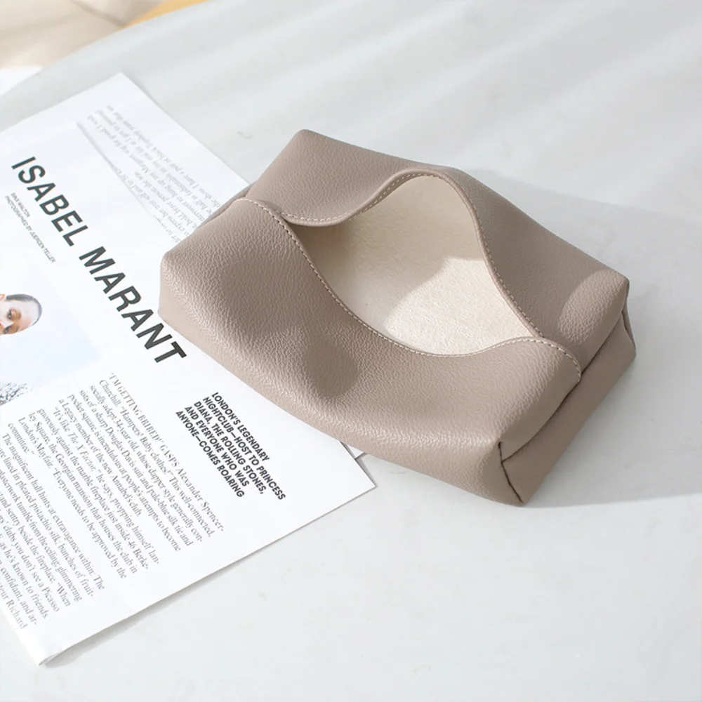 Creative Leather Tissue Box Nordic Simple Home Living Room Light Luxury Tissue Box Bedroom High-end Paper Tissue Box