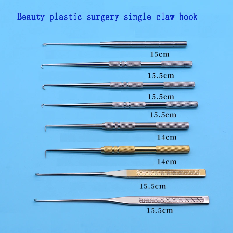 Single claw hook, gold handle, ball head hook, nasal surgical instrument, right angle sharp head, blunt head, skin hook