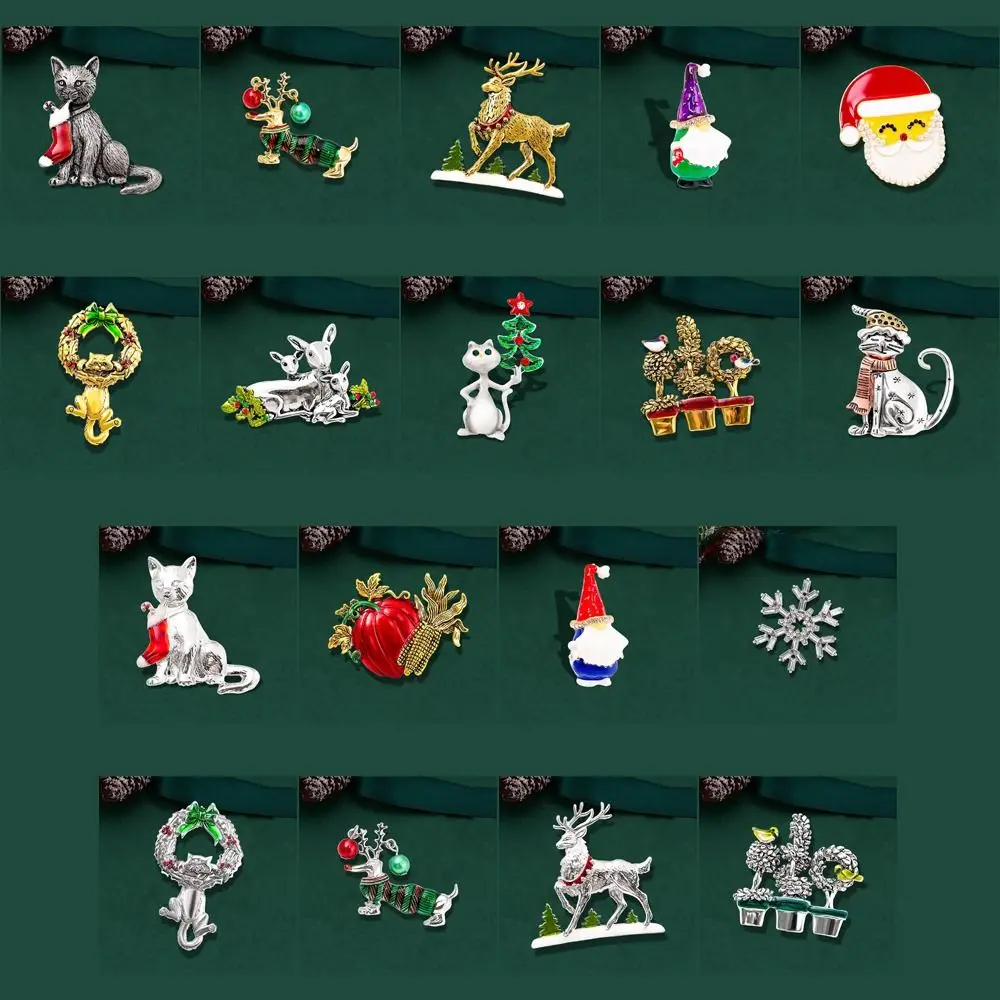 Broche joyeux Noël, élan du père Noël, flocon de neige, épingles de Noël, couronne de lutin, décor d'arbre de Noël, cadeau de fête