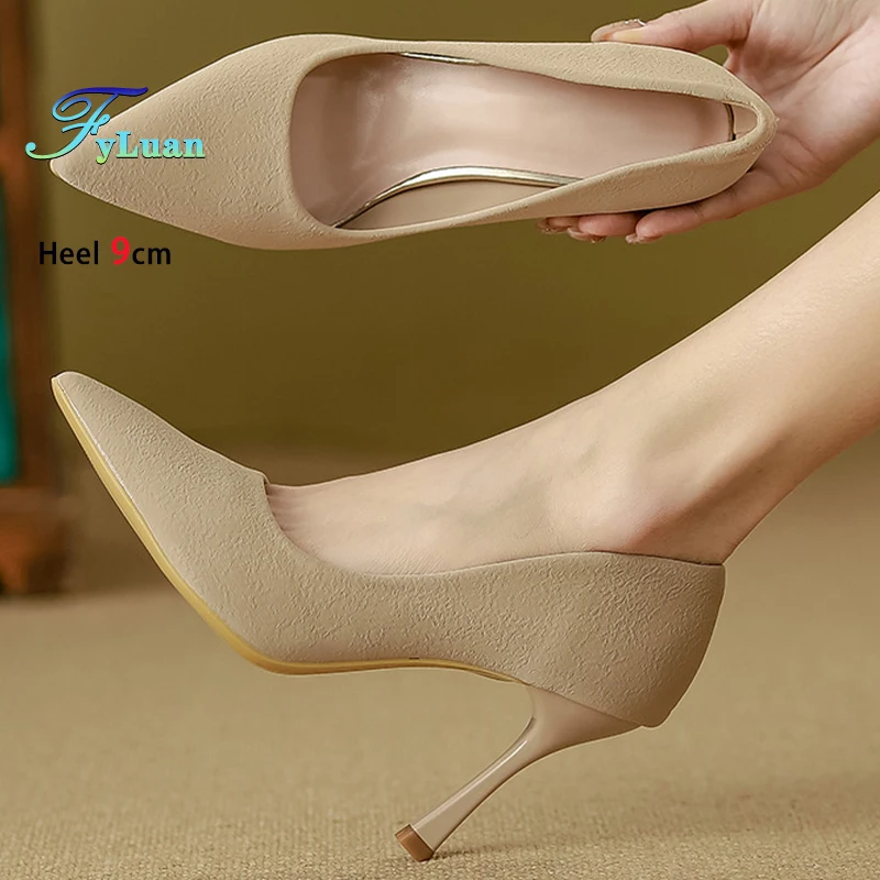 

Женская обувь Bare Color на каблуке 5 см, 7 см, 9 см, женские туфли-лодочки на тонком каблуке с острым носком, элегантные вечерние туфли на шпильке с неглубоким носком